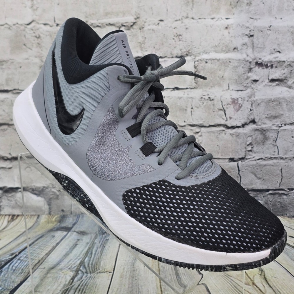 Nike Air Precision II Basketball Shoes Mens 10.5 Grey Black AA7069-011 High Top